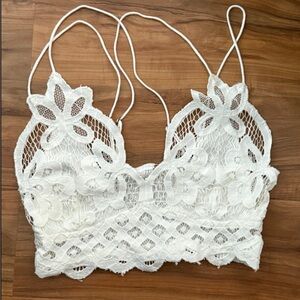 Free People White Lace Bralette Crop Top